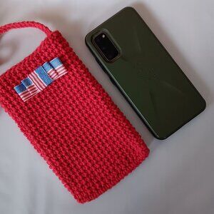 Handmade Crochet Cell Phone Case Holder Crossbody Bag, New Patriotic 4th of July